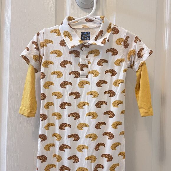 Kickee Pants Natural Croissants Polo Romper Bamboo Boys Size 18-24 Months - Picture 2 of 14